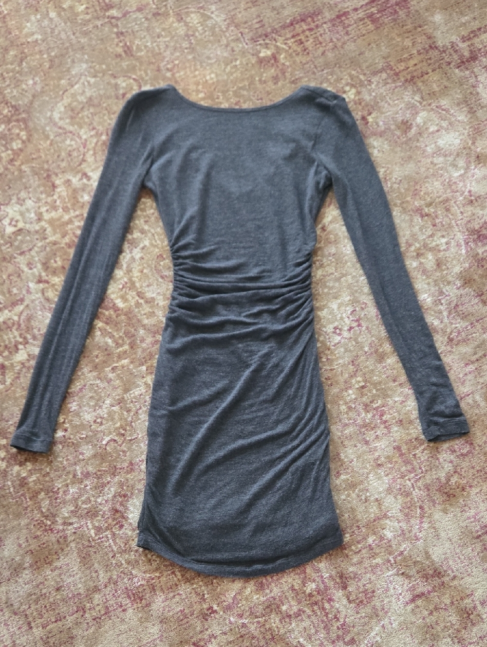 GUESS Charcoal Long-Sleeve Ruched Bodycon Dress